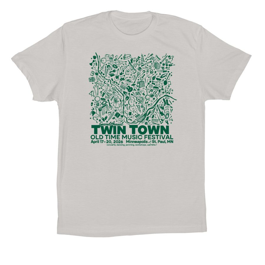 Twin Town Old Time Poster Design, a Solid Athletic Grey Premium Cotton Tee