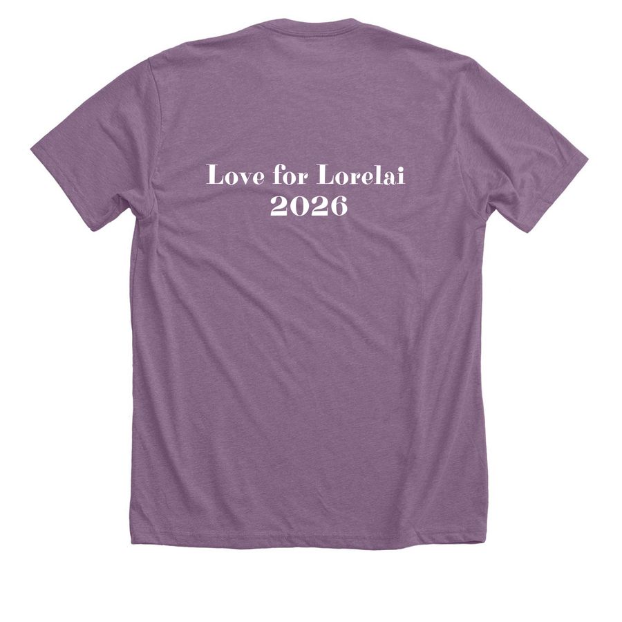 Love for Lorelai 2026, a Heather Purple Premium Unisex Tee (back-view)