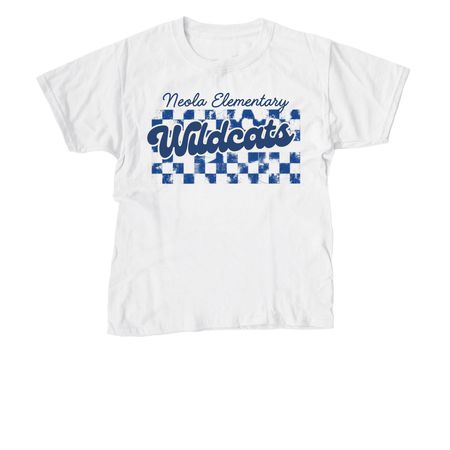 Checkered Wildcat Tee, a White Youth Unisex Tee