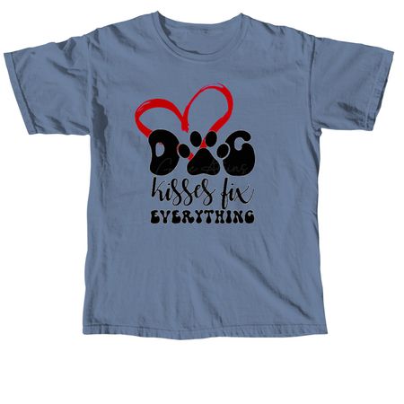 DOG KISSES, a Blue Jean Comfort Colors Unisex Tee