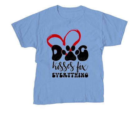 DOG KISSES, a Carolina Blue Youth Unisex Tee