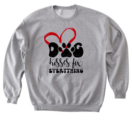 DOG KISSES, a Sport Grey Softstyle Crewneck Sweatshirt