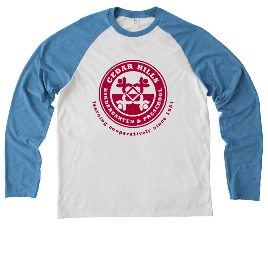 CHKP Merch, a Azure Blue/ Bright White Allmade Eco Triblend Colorblock Raglan Long Sleeve Tee