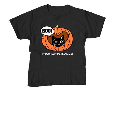 Pumpkin Purrfection, a Black Youth Unisex Tee