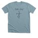 Rooted in Christ, a Heather Blue Lagoon Premium Unisex Tee