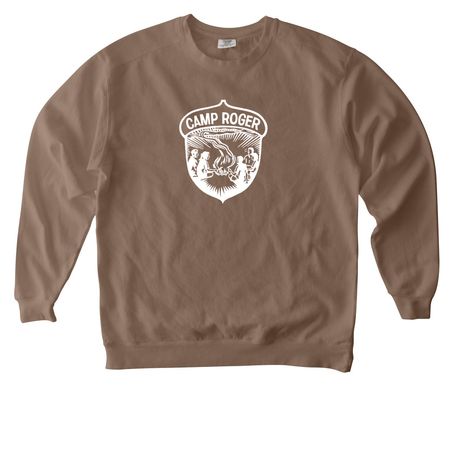 Camp Roger - ADULT Sizes, a Espresso Comfort Colors Crewneck Sweatshirt
