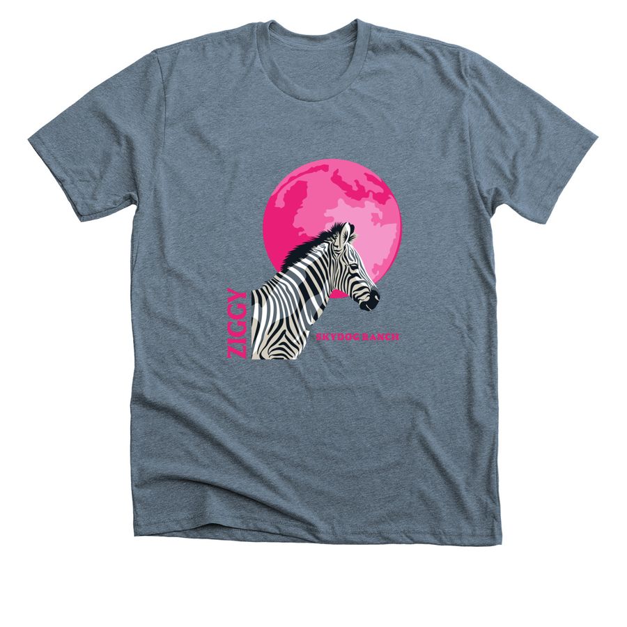 Ziggy's Pink Moon, a Heather Slate Premium Unisex Tee