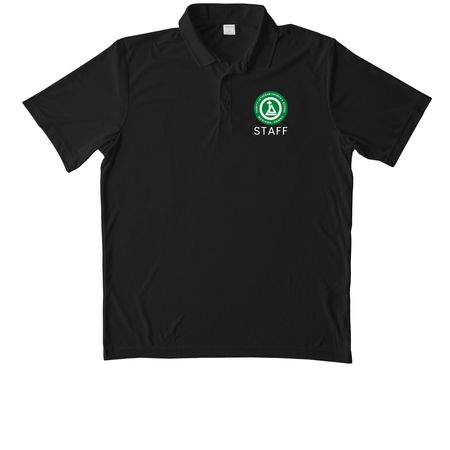 STAFF, a Black Unisex Performance Polo
