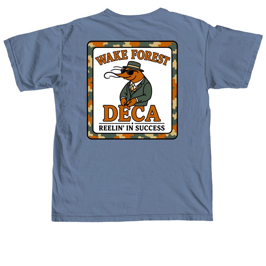 WF Deca Camo Design Tee, a Blue Jean Comfort Colors Unisex Tee (back-view)