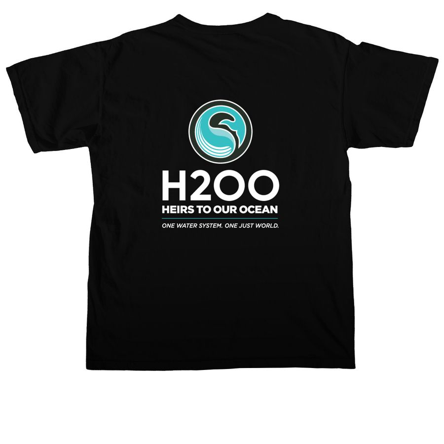 Heirs To Our Ocean - Classic Black, a Black Comfort Colors Unisex Tee (back-view)