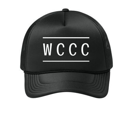 WCCC, a Deep Black Printed Foam Trucker Hat
