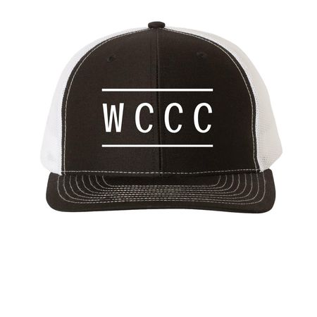 WCCC, a Black/ White Printed Snapback Trucker Cap