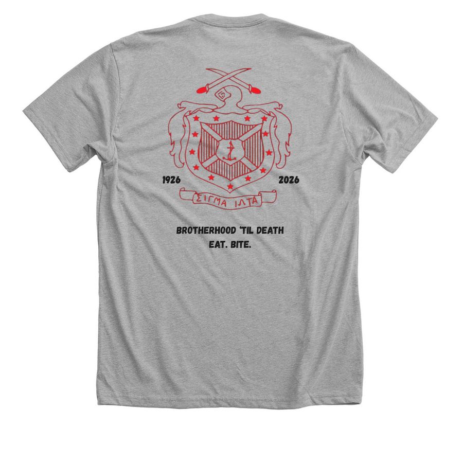 Sigma Iota 100th Celebration Fundraiser, a Athletic Heather Premium Unisex Tee (back-view)