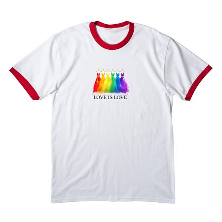 SLAY PRIDE MONTH, a White/ Red Cotton Ringer Tee