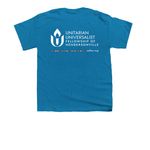 Our Faith is Love in Action, a Sapphire Youth Unisex Tee (back-view)