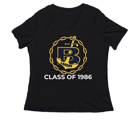 CLASS OF 1986, a Black Women's Relaxed V-Neck Tee