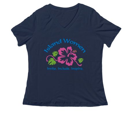 Support and Represent Island Women (T-shirt), a Navy Women's Relaxed V-Neck Tee