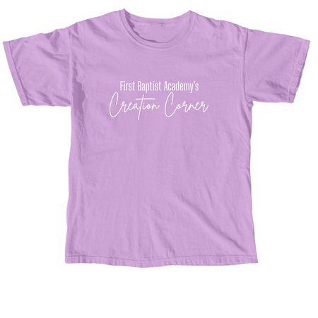 First Baptist Academy's Creation Corner, a Neon Violet Comfort Colors Unisex Tee