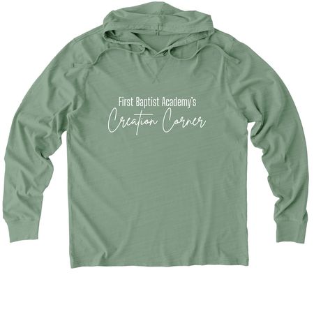 First Baptist Academy's Creation Corner, a Lichen Green Allmade Organic Cotton Mineral Dye Hoodie Tee