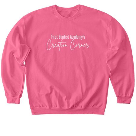 First Baptist Academy's Creation Corner, a Pink Lemonade Softstyle Crewneck Sweatshirt