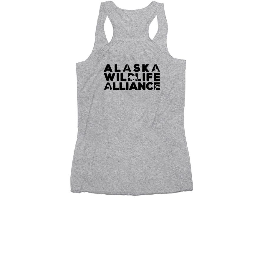 Help Alaska's wildlife stay wild, a Athletic Heather Women's Racerback (back-view)