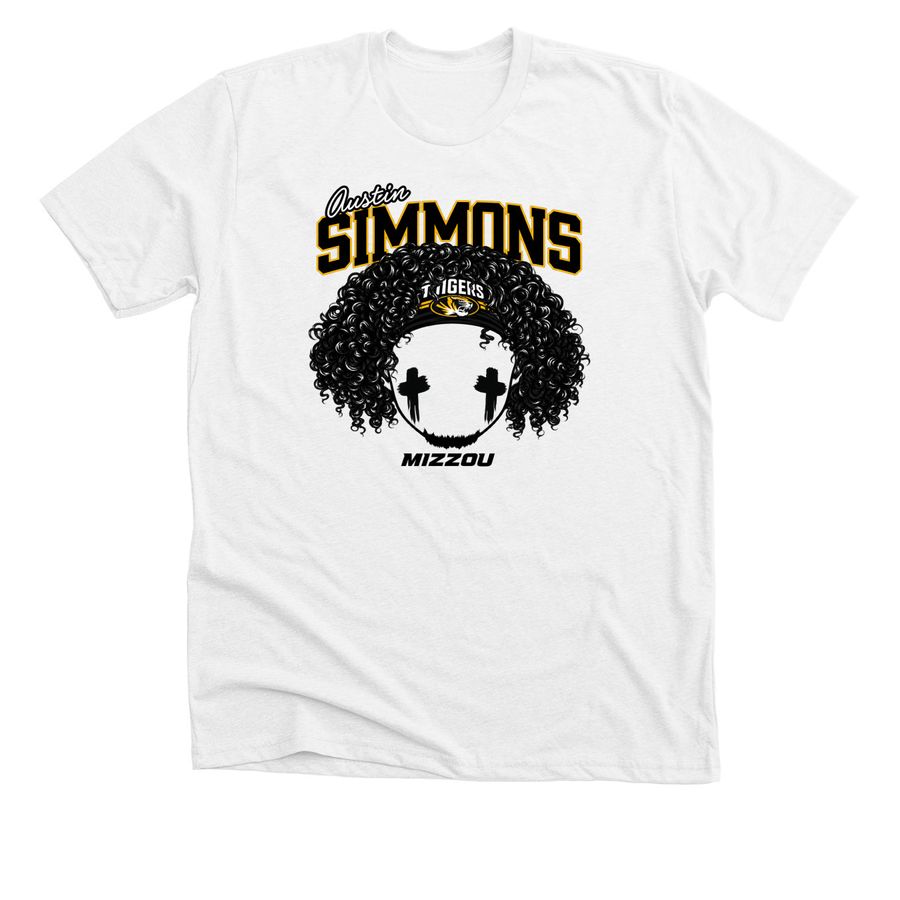 Official Missouri Football Austin Simmons Bla, a Solid White Blend Premium Unisex Tee