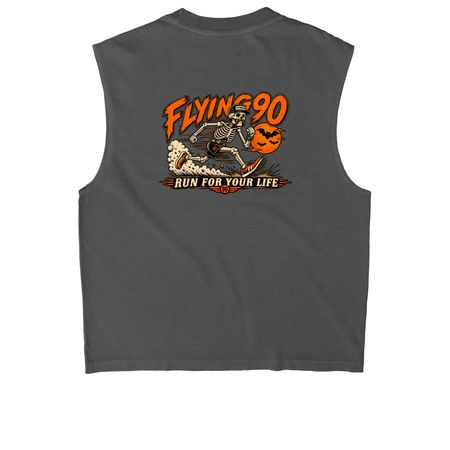 Run For Your Life ? Halloween 2026, a Faded Black Heavyweight Garment Dye Muscle Tee