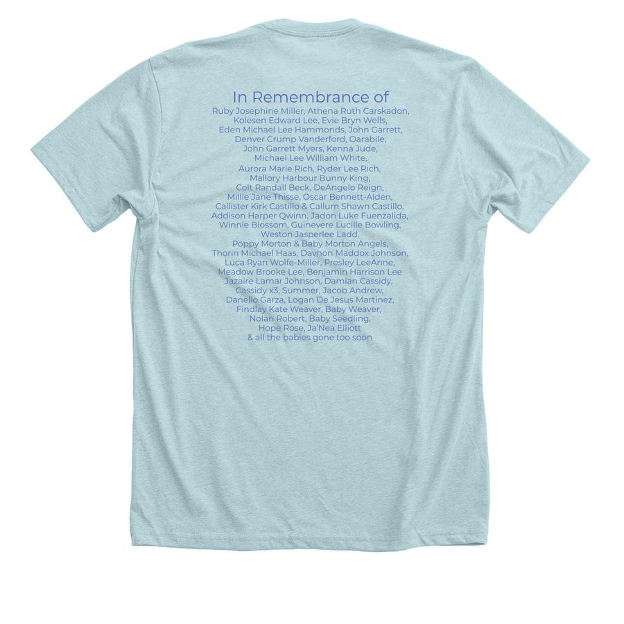 Mothers Day Remembrance (Batch 29), a Heather Ice Blue Premium Unisex Tee (back-view)