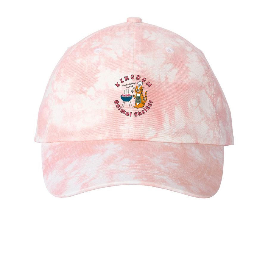 Kingdom Animal Shelter Grill Cat Hat Campaign, a Light Pink Printed Tie Dye Baseball Hat