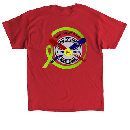 Team Hoses, a Red Classic Unisex Tee (back-view)