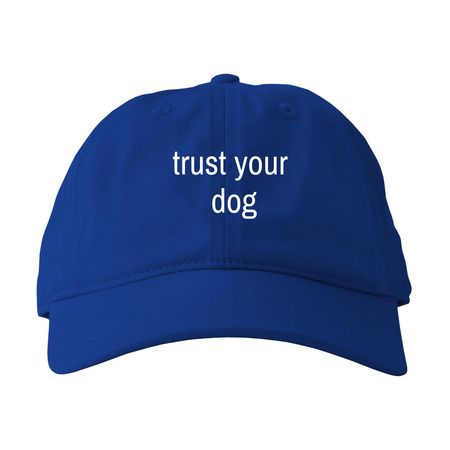 Trust Your Dog Baseball Caps Wht Letters, a Royal Printed Eco Baseball Cap