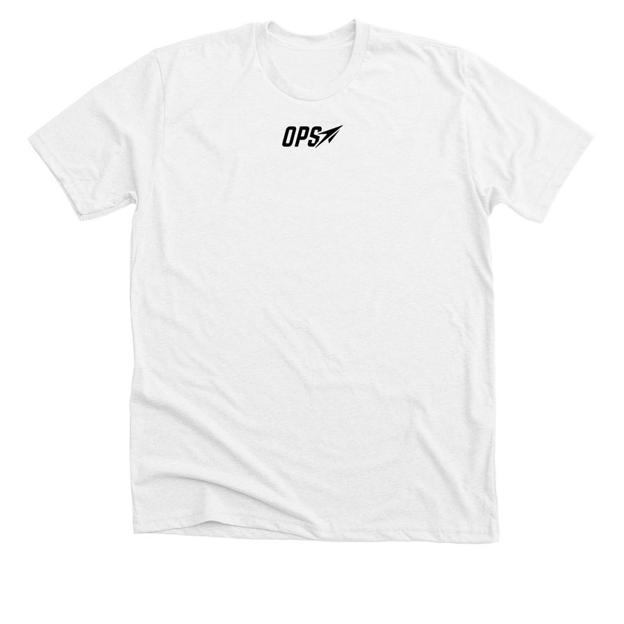 OPS Competition Tee (White), a Solid White Blend Premium Unisex Tee