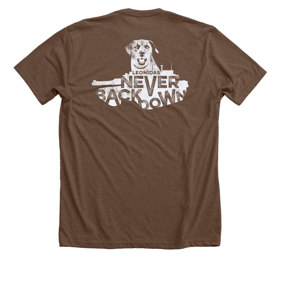 2015 DoD Mascot, Leonidas, a Heather Brown Premium Unisex Tee