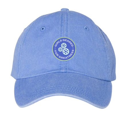 Girls Geared for Greatness Baseball Hat, a Periwinkle Printed Pigment Dye Baseball Cap
