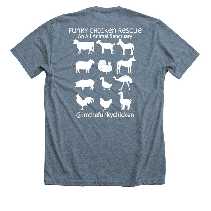 Timmy & Poppy, a Heather Slate Premium Unisex Tee (back-view)