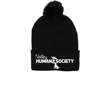 Valley Humane PomPom Beanies, a Black Printed Pom-Pom Beanie