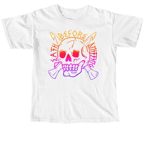 Death Before Knitting ☠ White Comfort Colors Tee