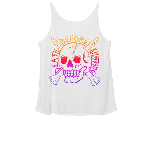 Death Before Knitting ☠ White Women's Slouchy Tank