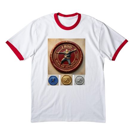 JRod?s Seal of Approval&nbsp;, a White/ Red Cotton Ringer Tee