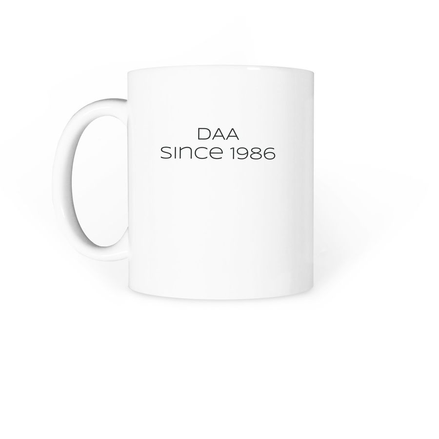 DAA - design by Dr. Tisa Loewen, a White Coffee Mug (back-view)