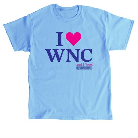 I LOVE WNC, a Carolina Blue Classic Unisex Tee