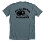 Wild Boar Night Run, a Heather Slate Premium Unisex Tee (back-view)