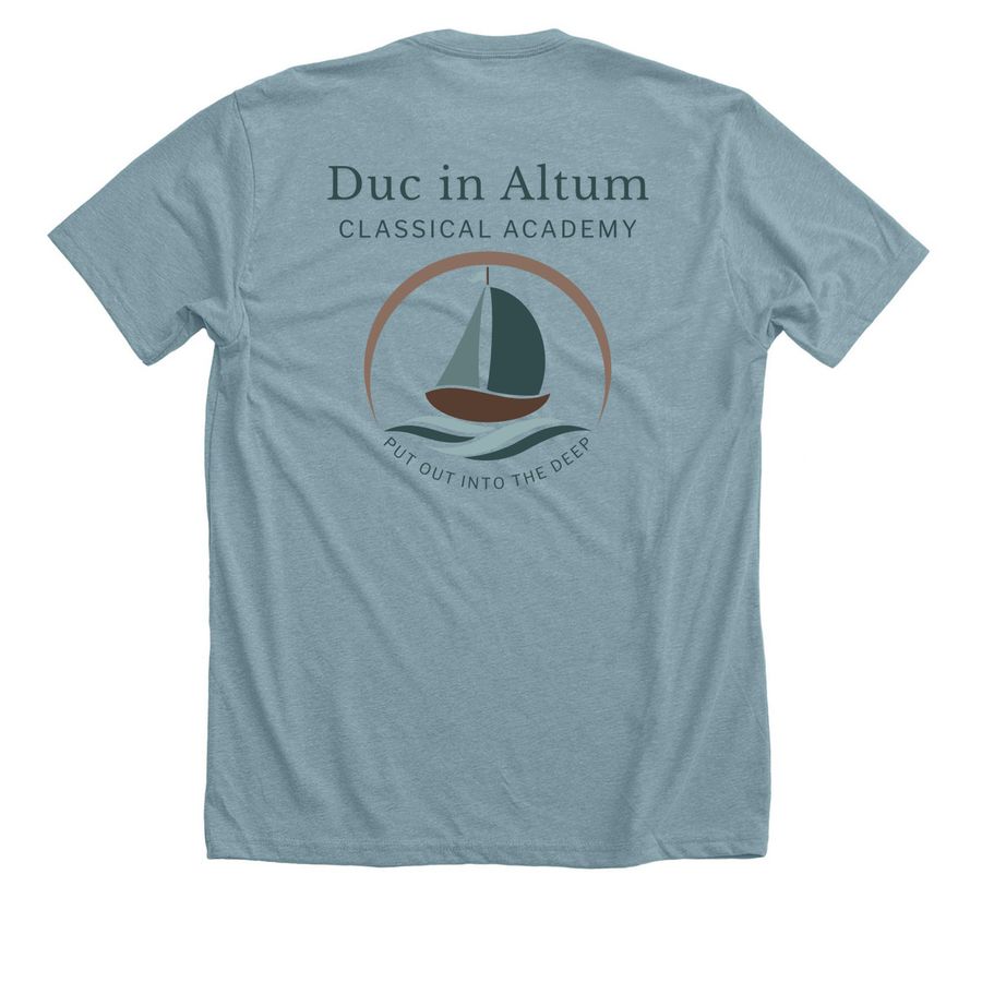 DIA Spirit Shirt, a Heather Blue Lagoon Premium Unisex Tee (back-view)