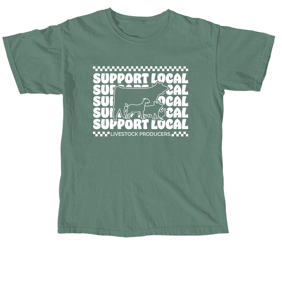 Support Local Livestock Producers, a Light Green Comfort Colors Unisex Tee
