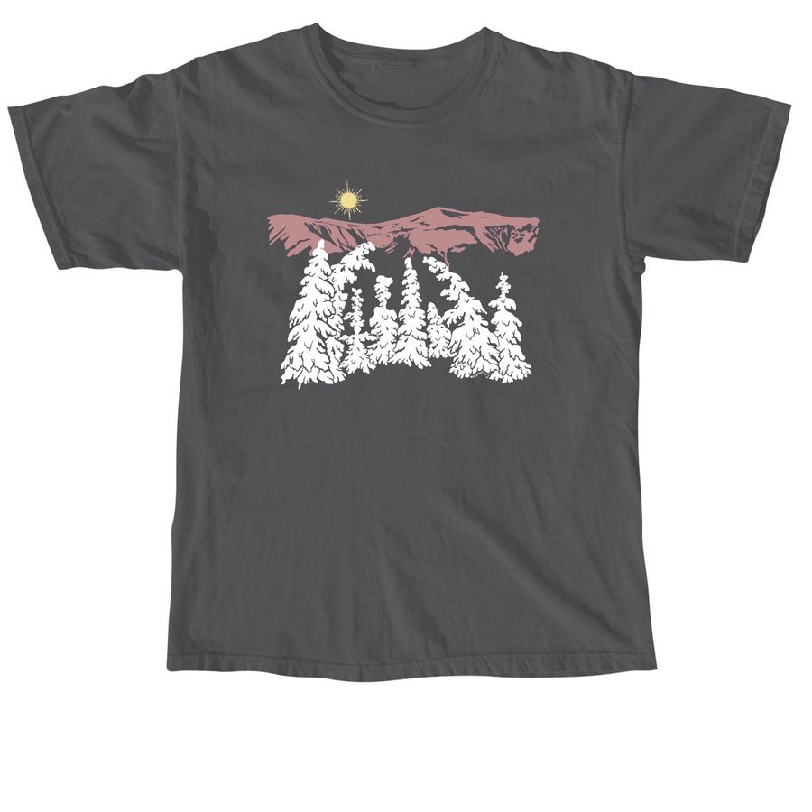 Snowy Trees Alpenglow Mt. Washington&nbsp;, a Pepper Comfort Colors Unisex Tee