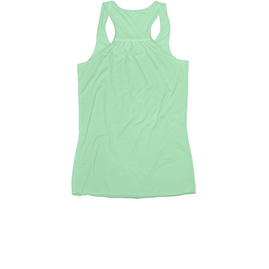 Pug Rescue of Korea Peace, Love + Pugs, a Mint Women's Racerback (back-view)