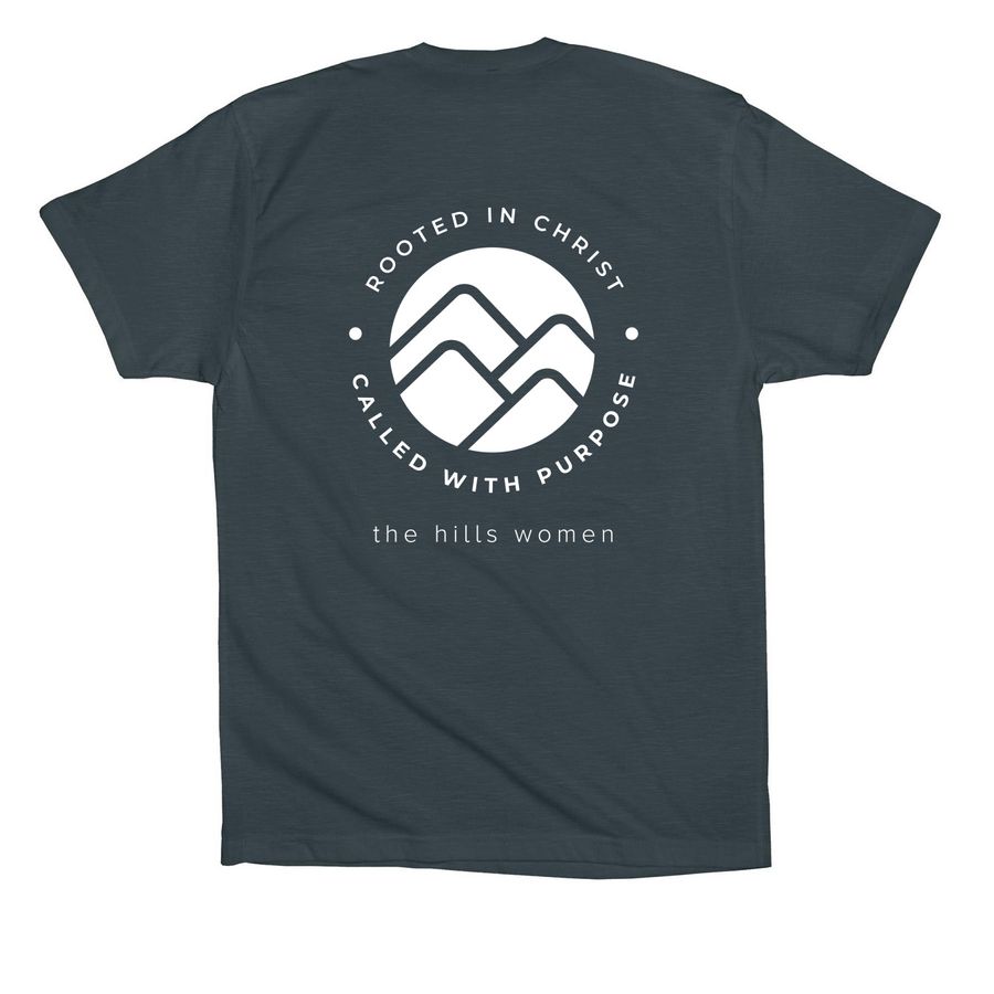 The Hills Women Tee ? Strength, a Dark Grey Premium Cotton Tee (back-view)