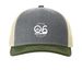 O6 Trucker snap back, a Heather Grey/ Birch/ Army Olive