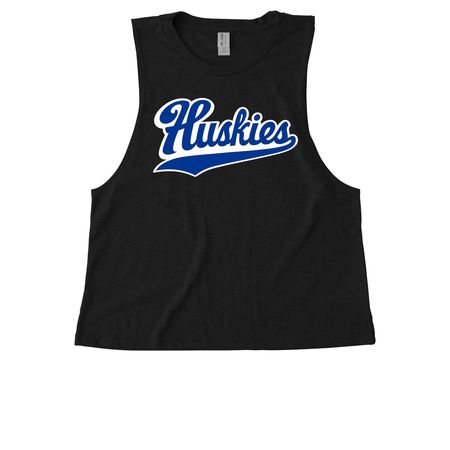 Huskies Cursive, a Deep Black Allmade Eco Triblend Women?s Muscle Tank