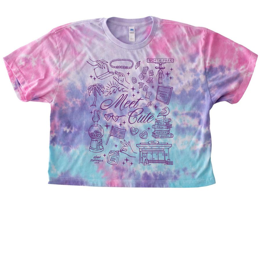 OLD Meet Cute Doodles in Purple: Tops, a Cotton Candy Women's Tie Dye Cropped Tee